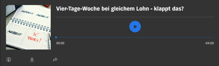 Norddeutscher Rundfunk: „Vier-Tage-Woche bei gleichem Lohn – klappt das?“ auf ndr.de